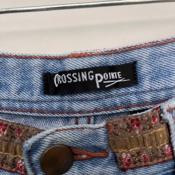CROSSING POINTE Cropped Womens Jeans Sz 12MS Boho Ribbon Relax Gilmore Girls Y2k - Picture 10 of 13